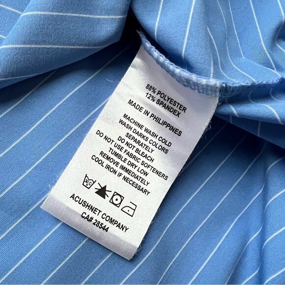 FootJoy Blue White Striped Short Sleeve Polo Shirt Men’s Size Large - Picture 7 of 7